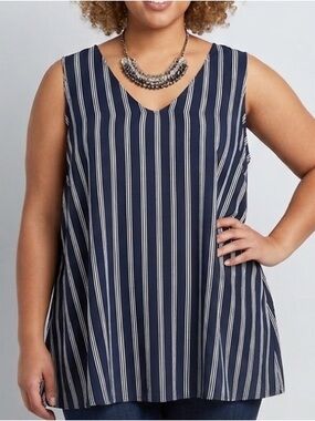 😍SHOW SPECIAL LILY MORGAN Blue Tank with White Stripes 3X